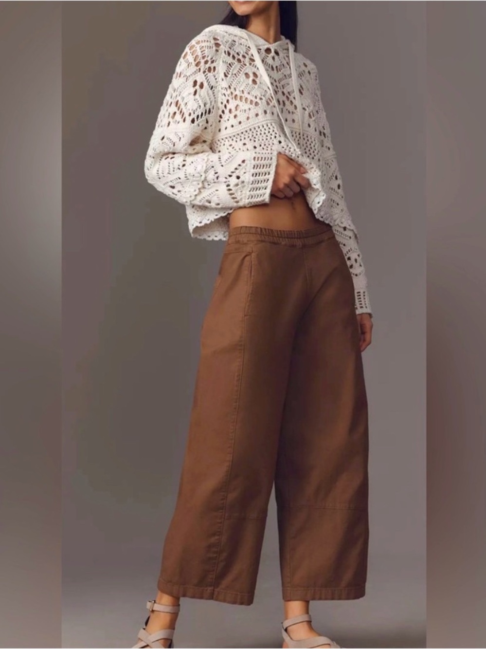 Pilcro Wide-Leg Pull-On Pants in Brown - Picture 2 of 5